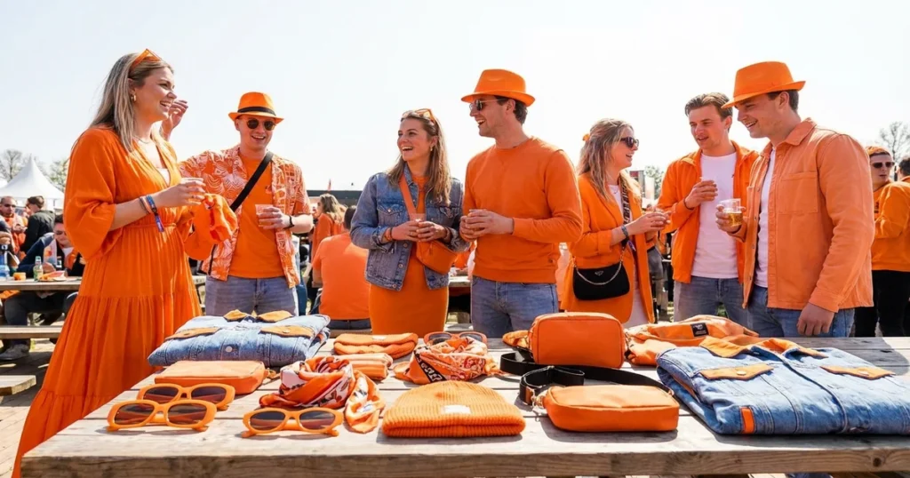 King's Day outfit with orange sunglasses and festival fashion